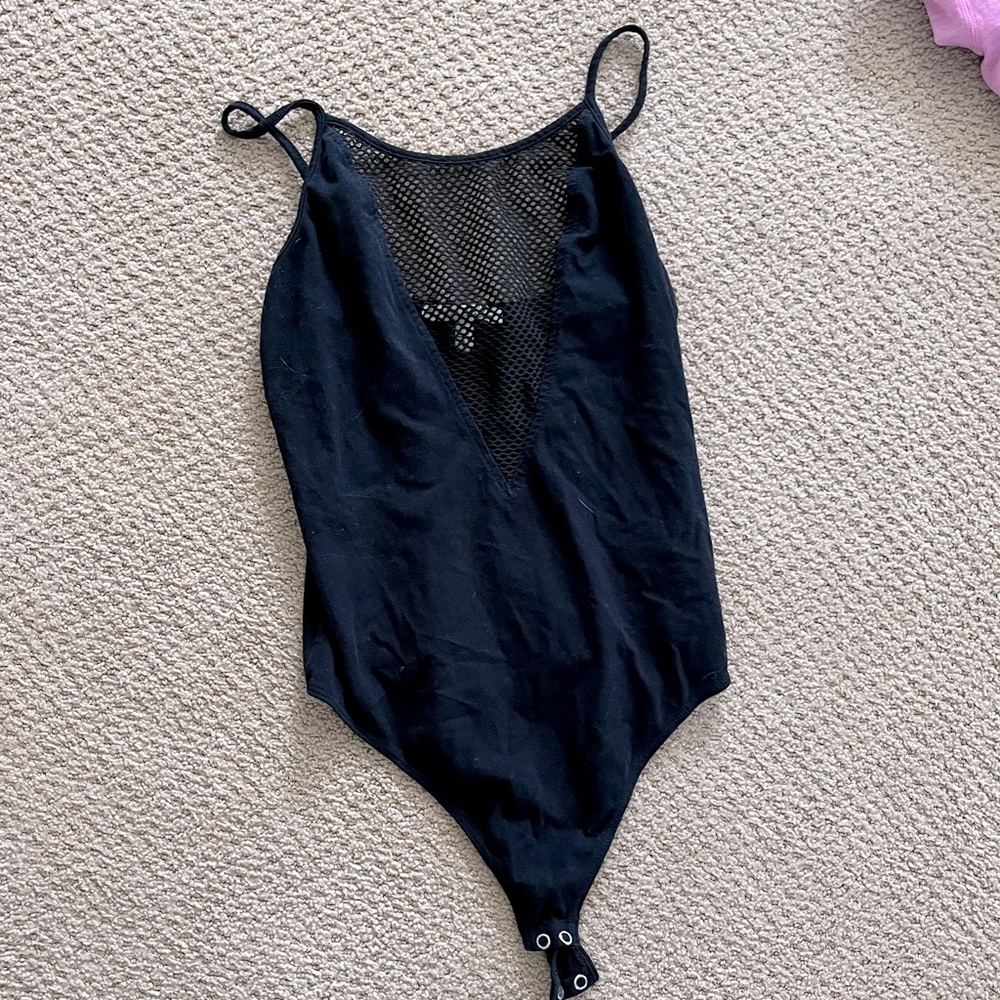 Black mesh body suit
